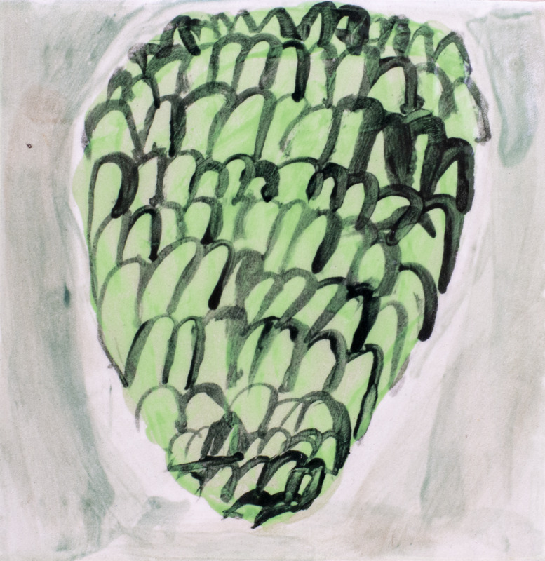 Painting of a green osage orange tree.
