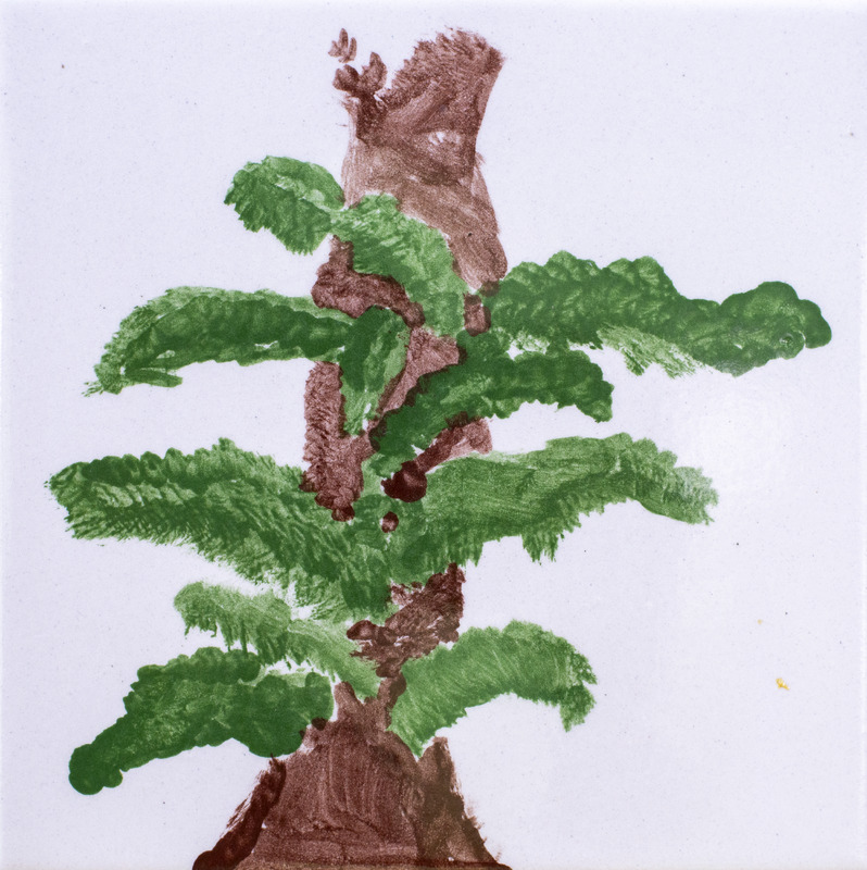 Painting of evergreen tree.