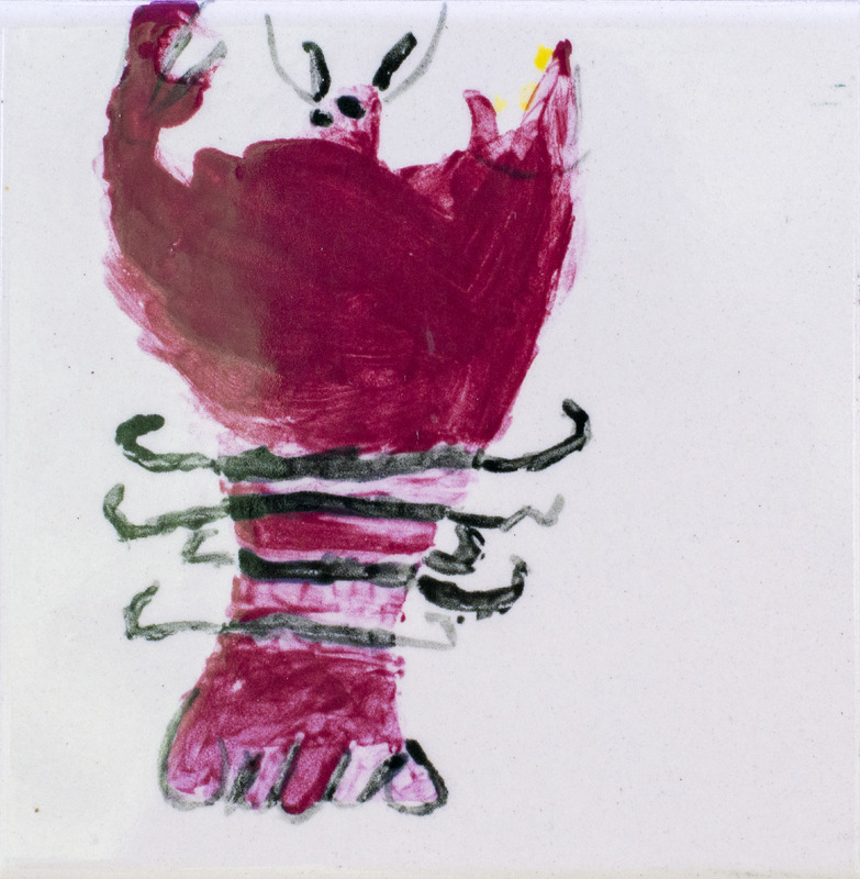 Painting of red crayfish.