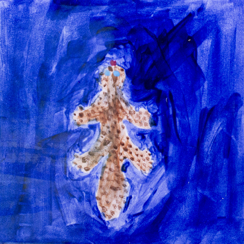 Painting of brown spotted salamander.