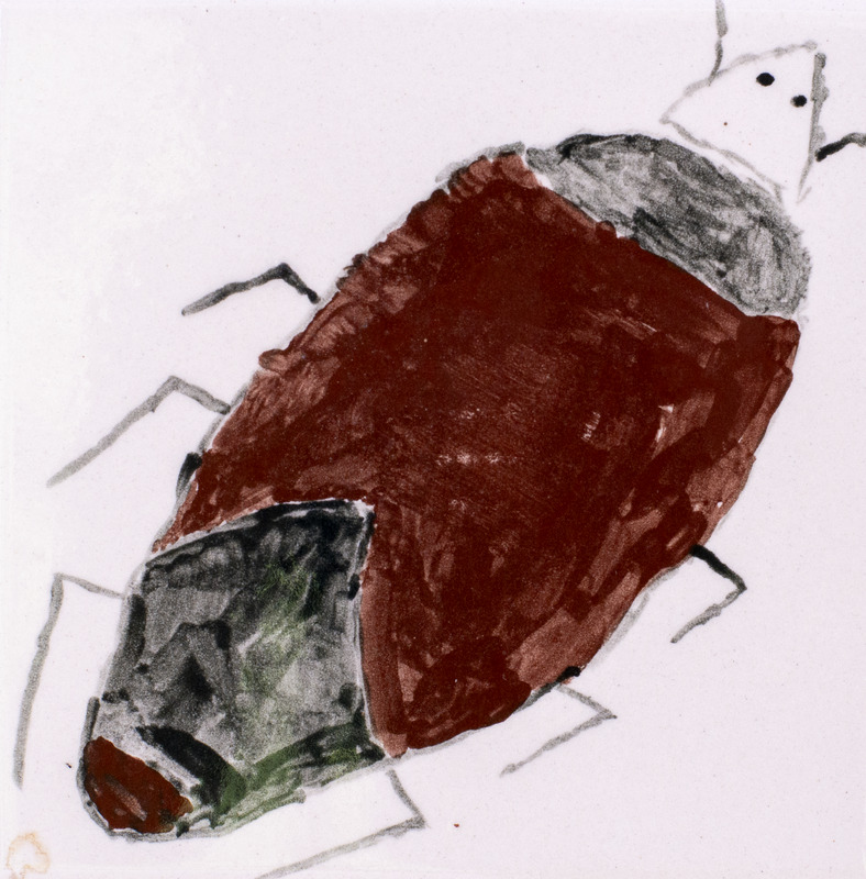 Painting of a brown waterbug.