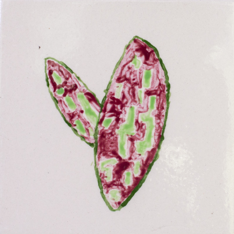 Painting of trout lily leaves.