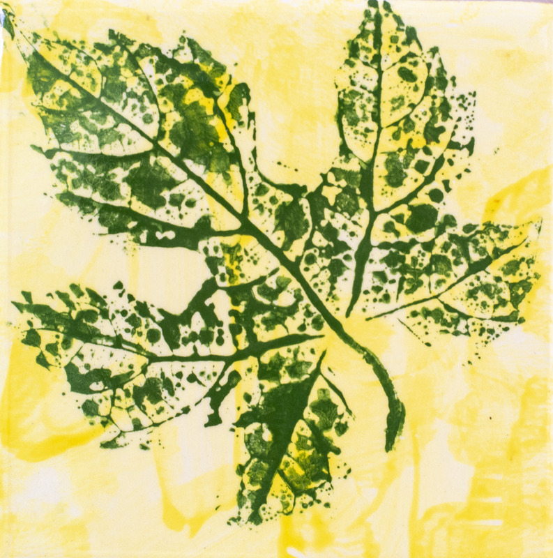 Painting of a maple leaf print.