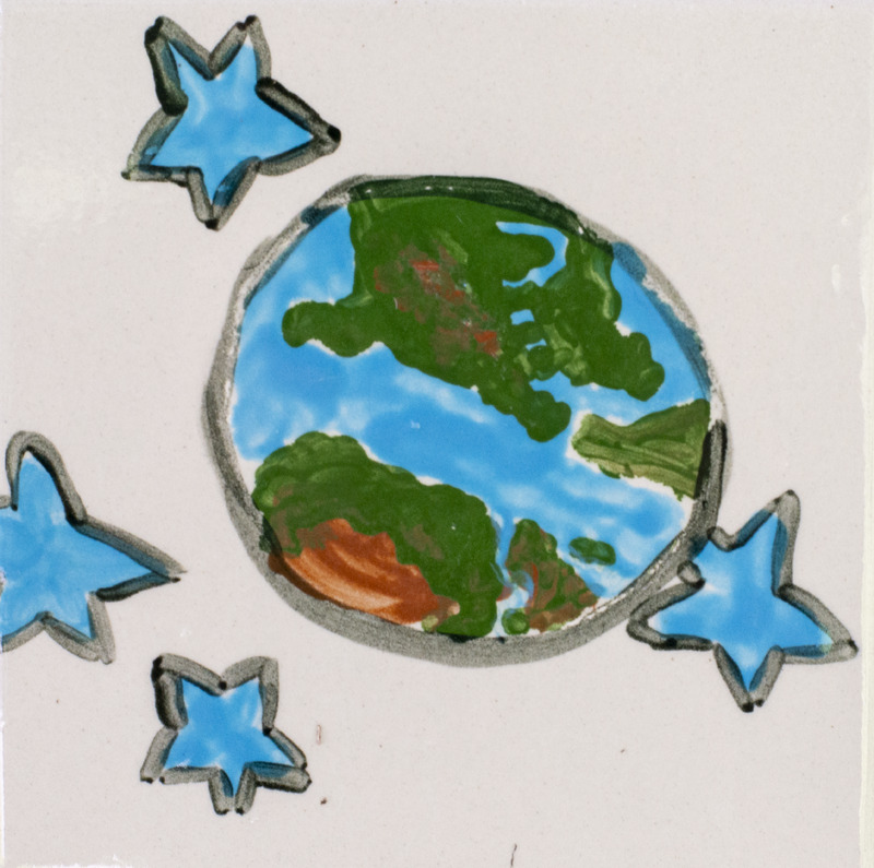 Painting of the Earth and the stars.