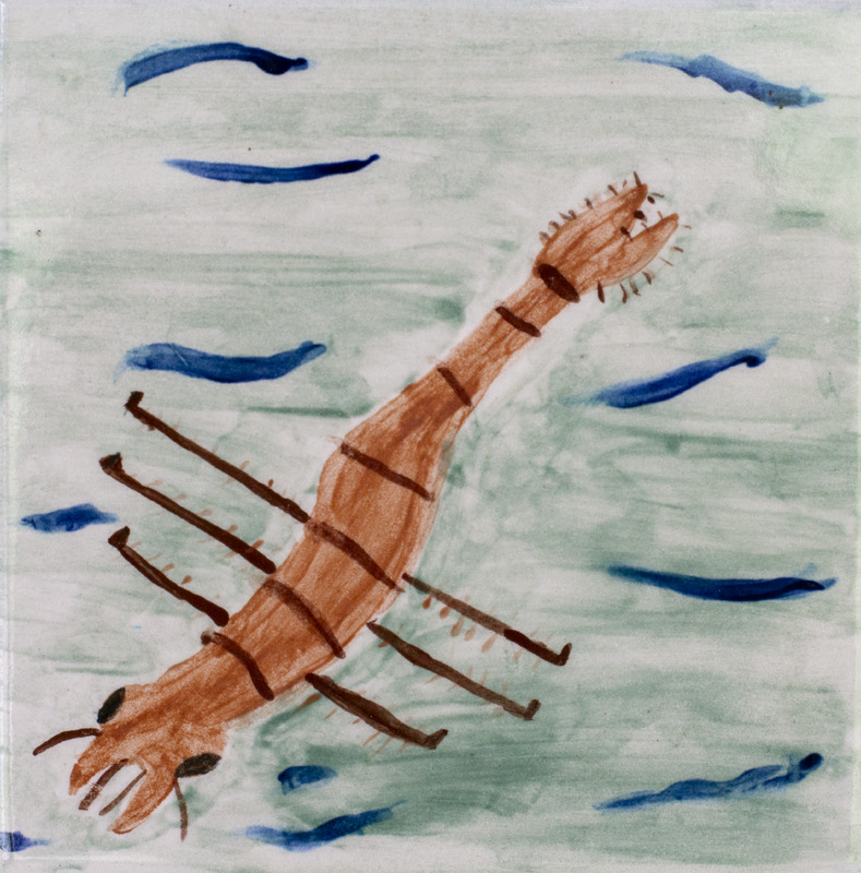 Painting of a water tiger with a green background.