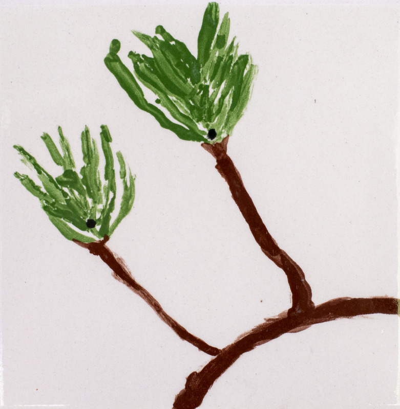 Painting of two pine branches.